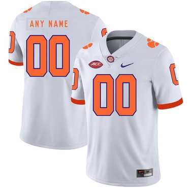 Men%27s Clemson Tigers White Customized Nike College Football Jersey